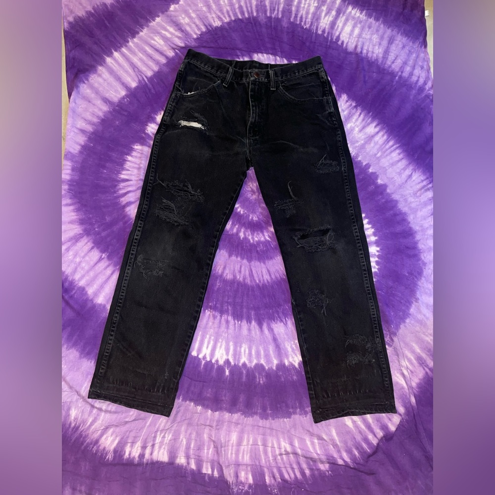 Black distressed ripped pants
